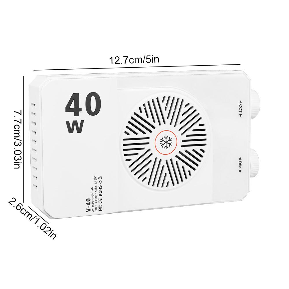 40W Mini LED Video Lamp 4400mAh Battery Portable Camera Fill Lamp Pocket Photography Light Camping