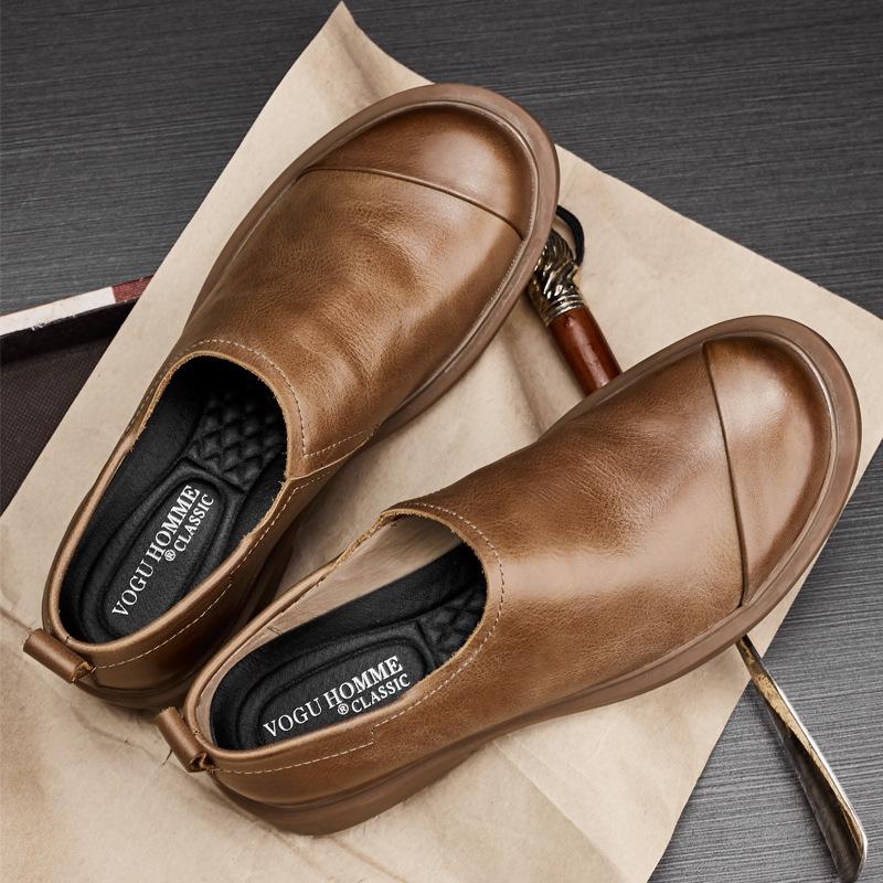 Кожаные дышащие мужские деловые повседневные кожаные туфли с мягкой подошвой, ленивые мокасины для мужчин