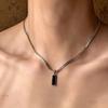 Geometric Snake Bone Necklace Square Hip-hop Chain Simple Black Pendant Men Women