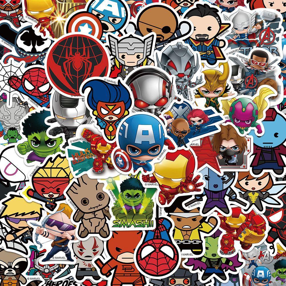 50 шт. Marvel Мстители Аниме Мультфильм Наклейки DIY Мотоциклетный Шлем Скейтборд Ноутбук Велосипед Автомобиль Водонепроницаемые Наклейки Декали