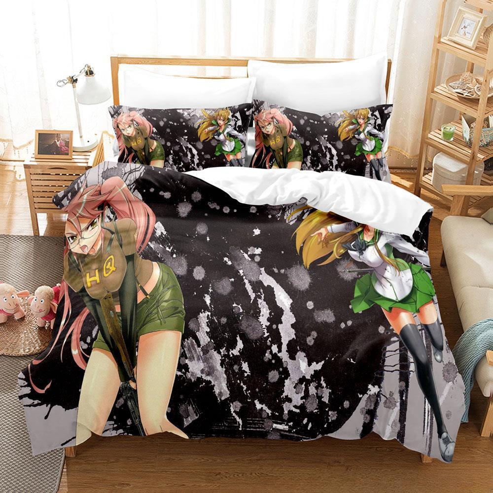 Аниме Сексуальная Девушка Highschool of the Dead Постельное Белье Односпальный Полуторный Двуспальный Евро Кинг Сайз Комплект Постельного Белья Взрослый Детский Спальня Комплекты Пододеяльников