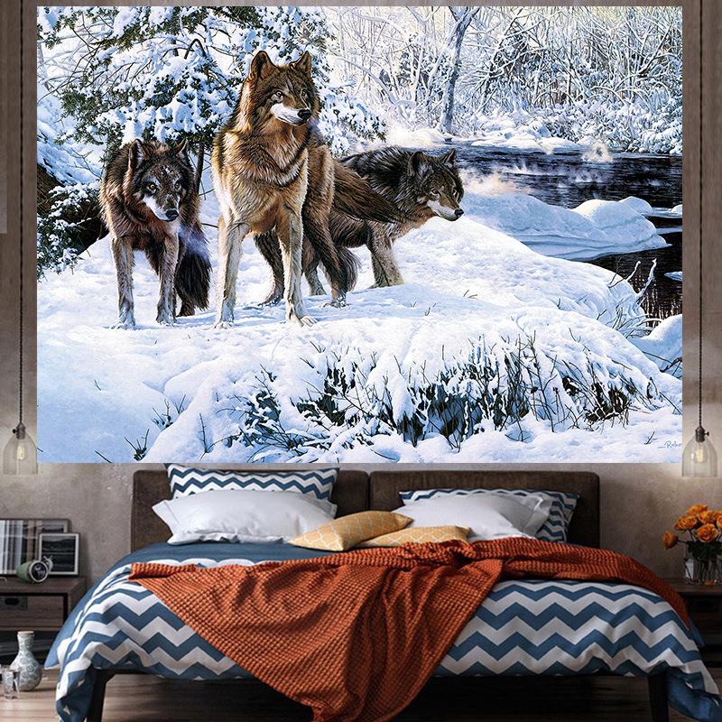 Большой гобелен с изображением животных, настенный гобелен с геометрическим рисунком, хиппи, домашний декор, эстетическое украшение