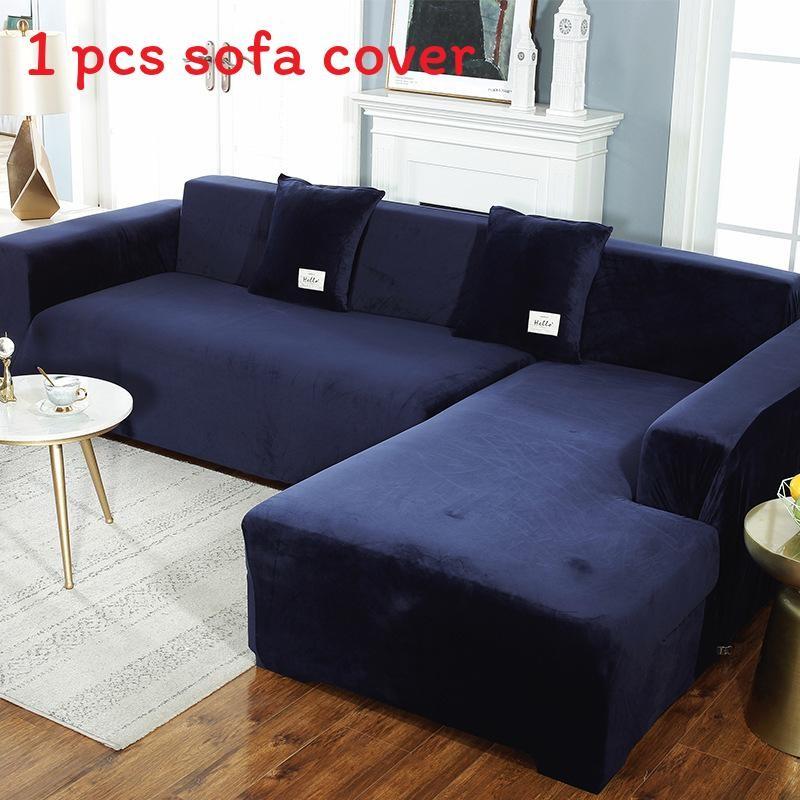 Simple Solid Color Plush Surface Sofa Protection Cover With Anti Slip Strip For Household Protection