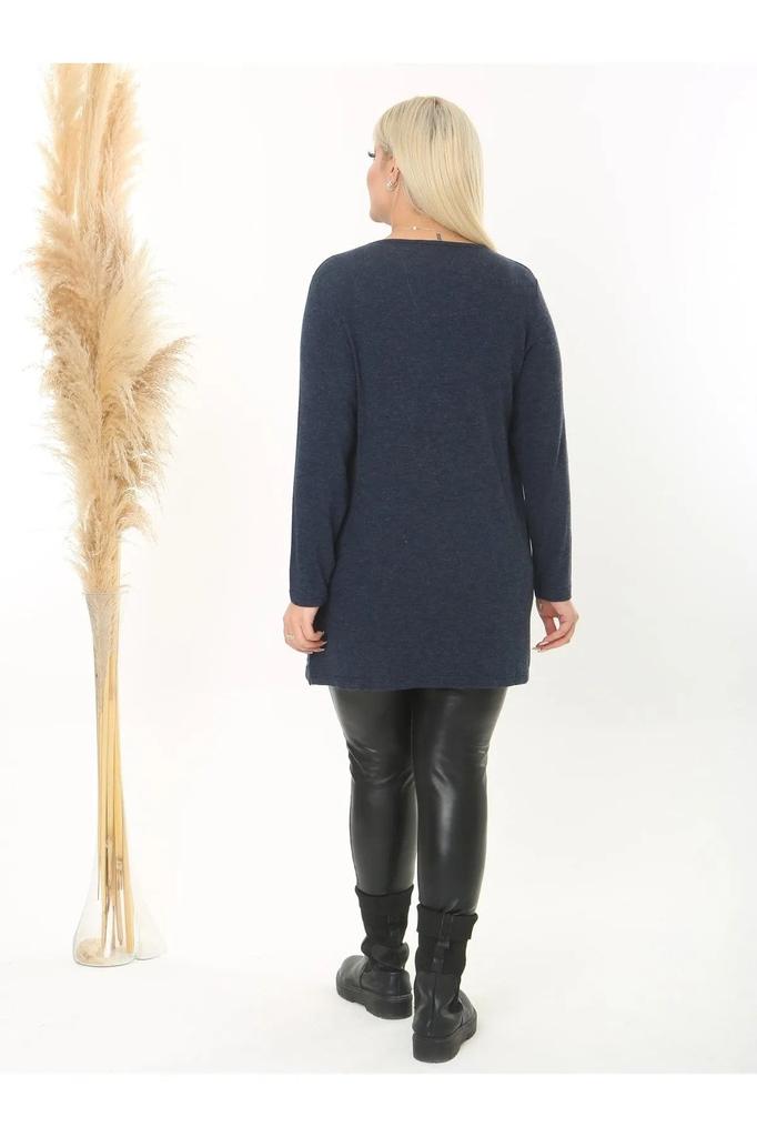 Женская блузка большого размера, гибкая шерстяная вискозная туника с большим разрезом большого размера
