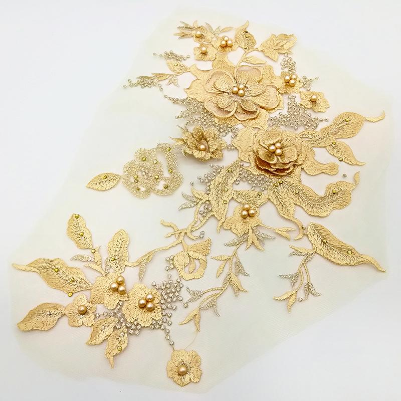 1 шт. кружевная ткань отделка сетчатый воротник для свадебного платья костюмы кружевные цветы нашивка DIY аксессуары 33X26CM