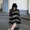 Y2K готический полосатый вязаный свитер женский Harajuku панк негабаритный джемпер винтажный свободный пуловер топы в стиле гранж