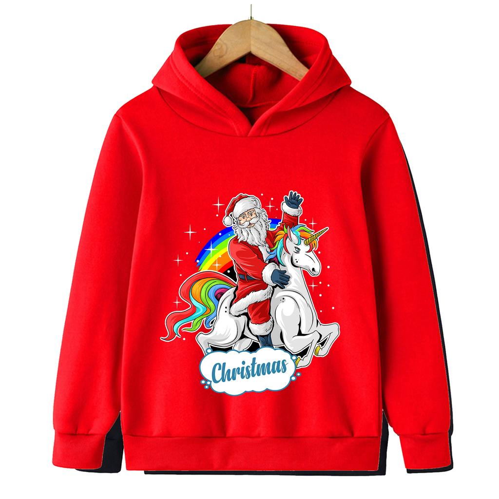 Рождественский свитшот 2026 Прочный Смешной Санта Клаус Детский свитшот Худи для мальчиков и девочек Спортивный топ Счастливого Рождества
