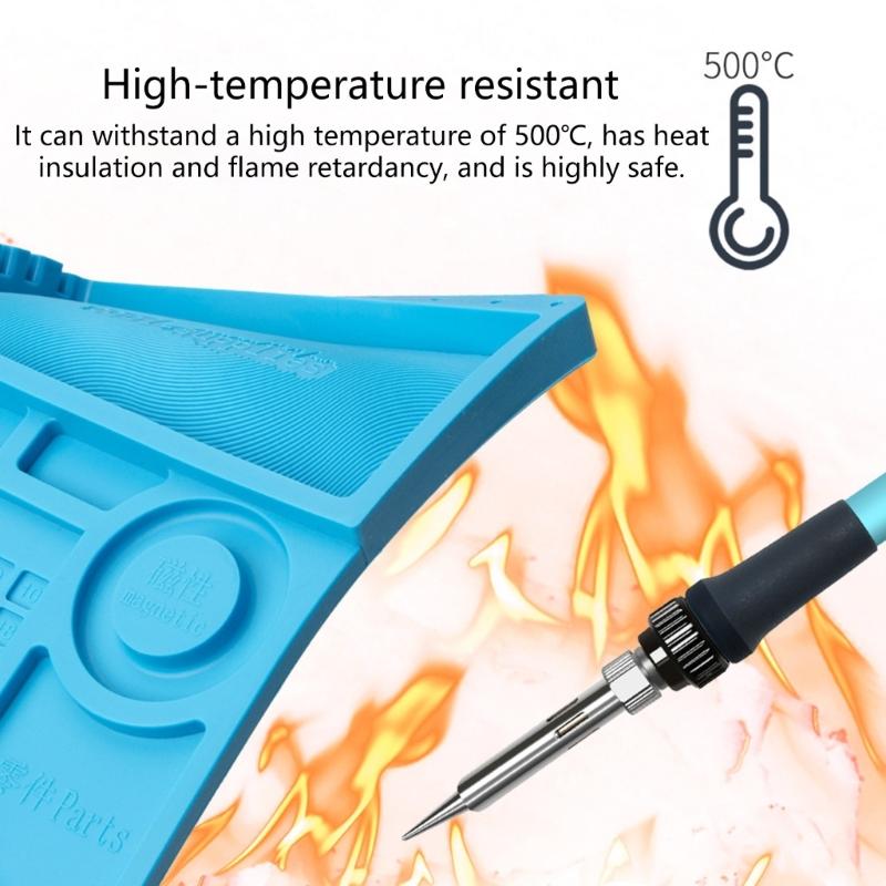 Термостойкий 500℃ силиконовый коврик для пайки, большой антистатический магнитный коврик для работы по ремонту электроники, паяльная станция