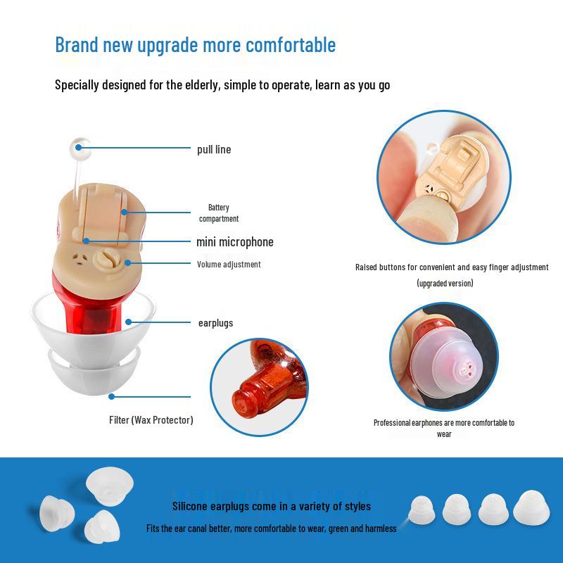 Невидимый слуховой аппарат CIC для пожилых людей с потерей слуха - Усилитель звука и аксессуары