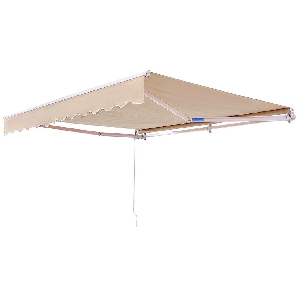 Manual Retractable Awning, 13 x 8 ft Outdoor Patio Awning Retractable Sun Shade, Water-Resistant Polyester Patio Door Window Awning Sunshade Shelter
