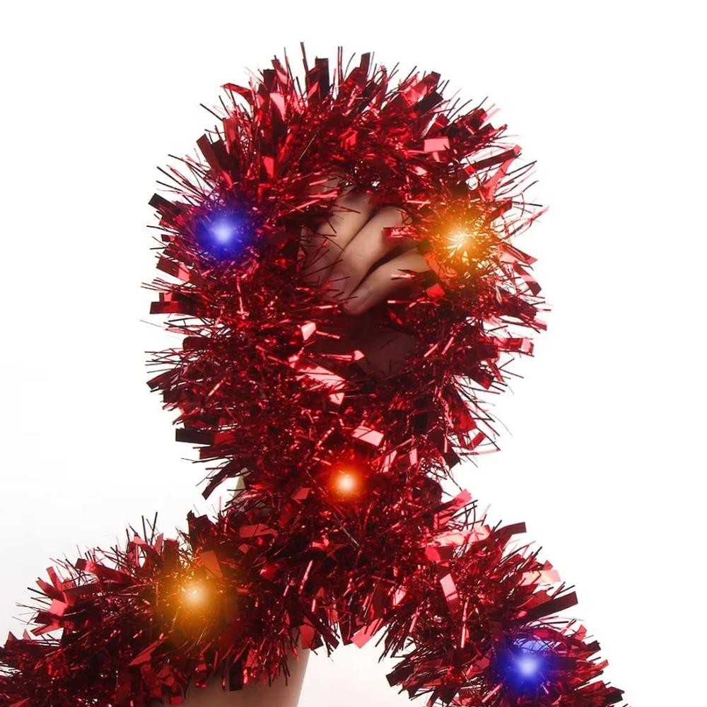 5M/16FT Hanging Tinsel Garlands with LED Lights DIY Christmas Decoration New Year