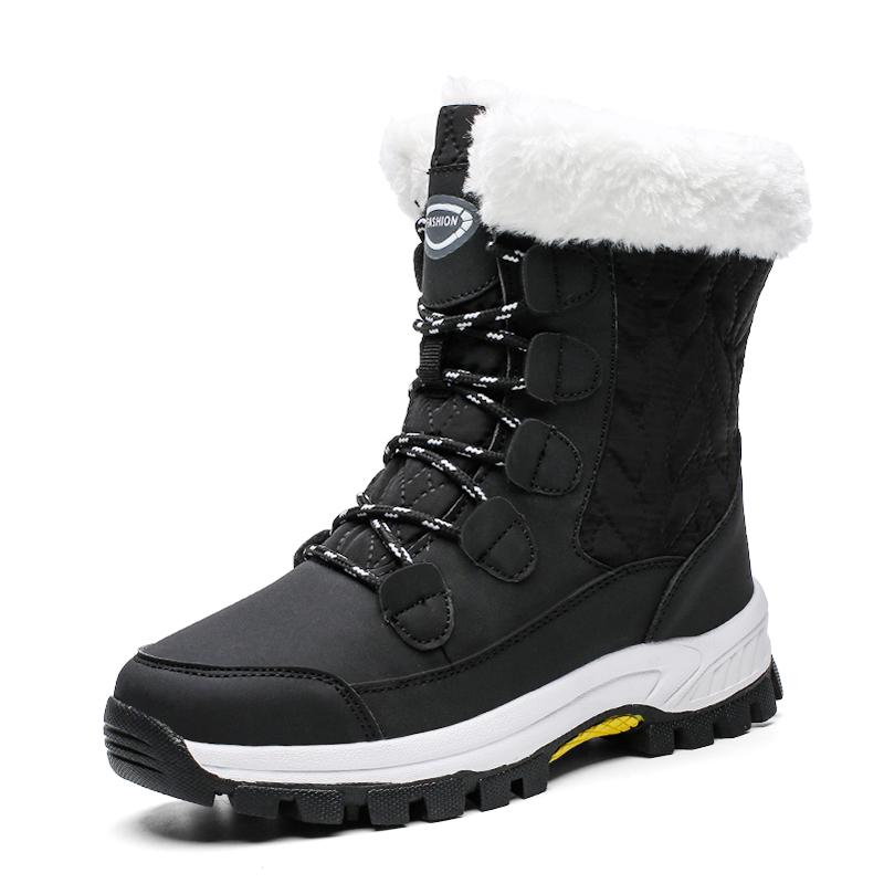 Winter Snow Boots Women Plush Warm Fashion Comfortable Mid Boots Ladies Outdoor Hiking Shoes Short Boots Platform Boots