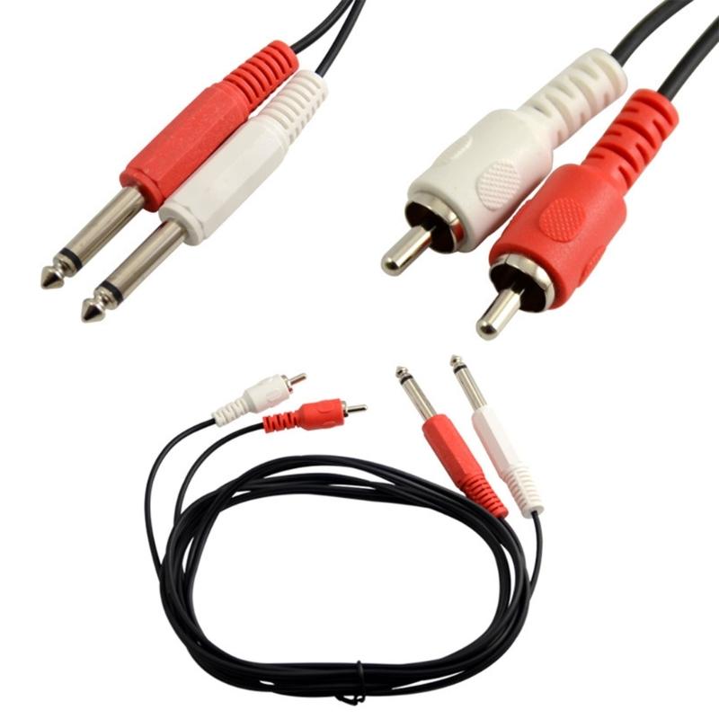 Адаптер RCA на 1/4, Кабель-адаптер RCA Male на 1/4 6,35 мм, 2 стереоджека 1/4 дюйма 6,35 мм TRS на 2 аудиолинии RCA Male