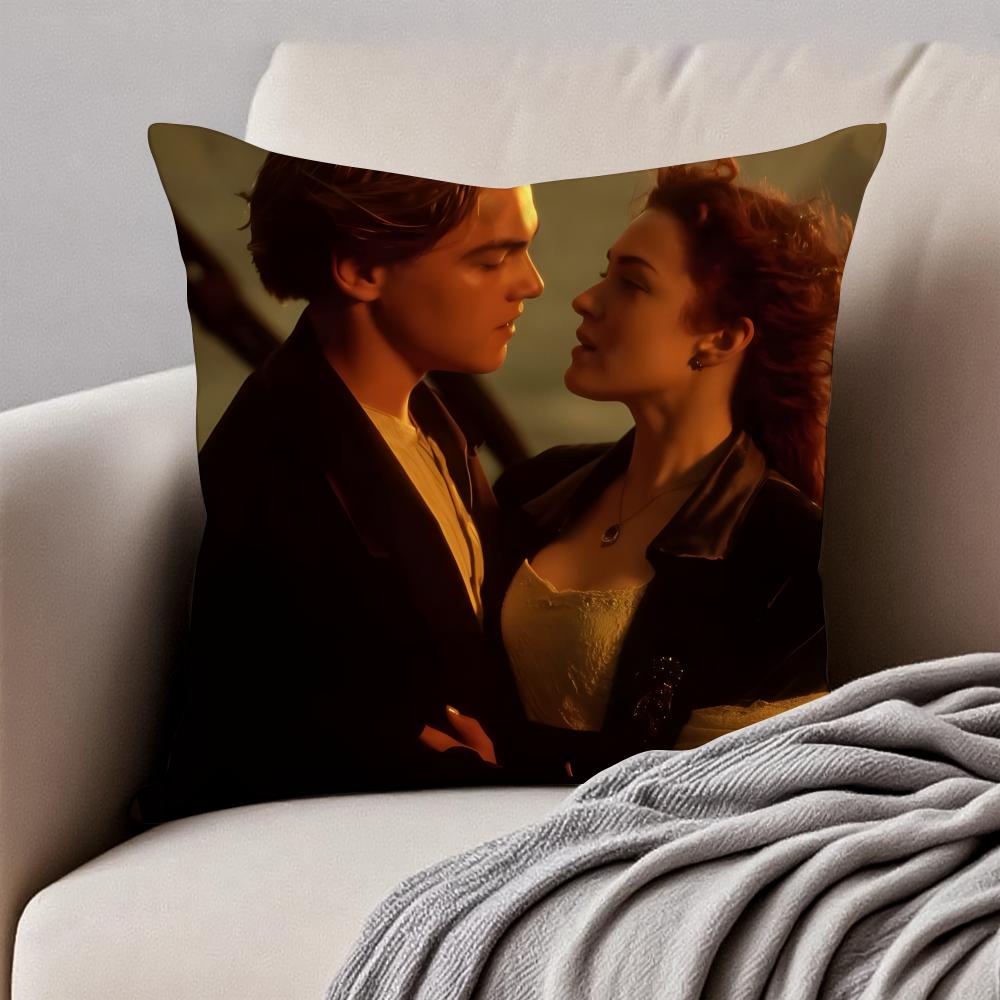 film TTitanic Cushion Cover Pillowcase Antidustmite Invisible Zipper Short Plush Sofa Cushion
