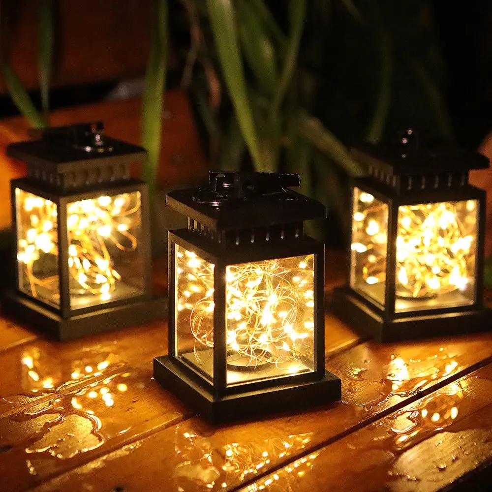 Solar Light Outdoor Garden Flickering Candle Lantern Lamp Solar Powered Hanging LED String Lights  for Patio Garden Decoration