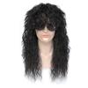 Wig With Tattoo Sleeves For Men Black Synthetic  Curly Cosplay Wig For Halloween
