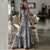 2025 Summer New Women's Temperament Vacation V-neck Printed Pendulum Long Dress