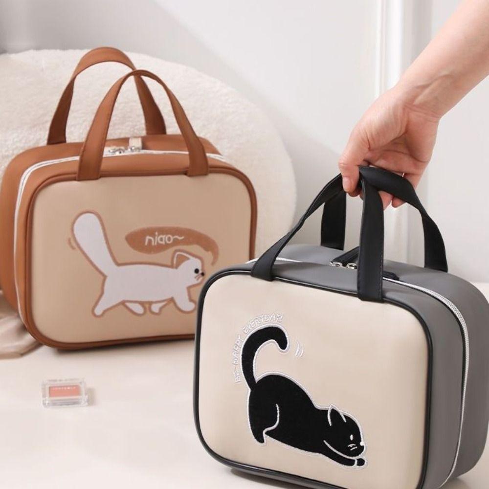 Korean Style Makeup Pouch Bag Toiletries Organizer Travel Wash Bag Cute Cat Cosmetic Bag Shopping
