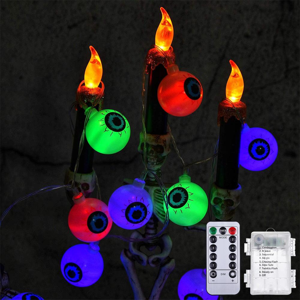 Светодиодные тыквенные огни Хэллоуинские украшения для вечеринок Череп гирлянды Бар Пульт дистанционного управления