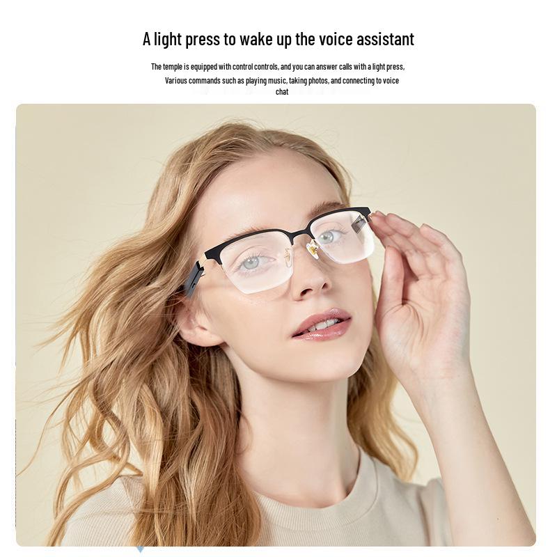 Smart Touch AI Bluetooth Glasses with Metal Frame and Thin Legs for Calls and Music.