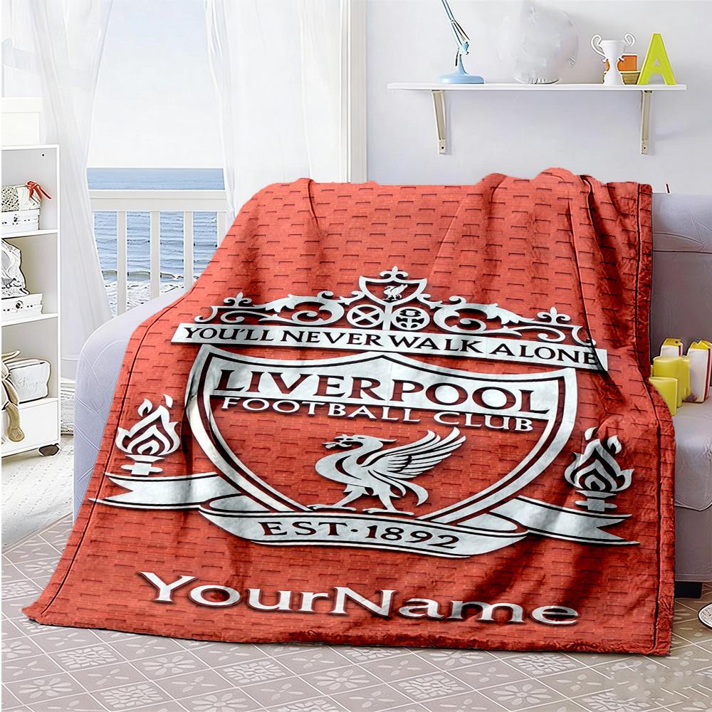 Liverpool Personalized Text Blanket Cozy Personalized Blanket Soft Warm Cozy Perfect for Couch Home Decor Chair Sofa for All Occasions