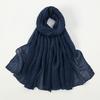Big Size Pleated Shimmer Cotton Hijab Scarf For Women Muslim Long Shawls Solid Headscarf Wraps Islamic Headband Turban 180*90cm