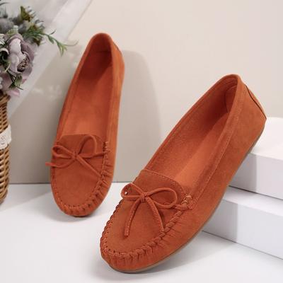 Модная весенняя новая одинарная обувь для женщин, замшевая обувь с круглым носком и мелким вырезом, с бантом-бабочкой, на мягкой подошве, нескользящая, плоская обувь