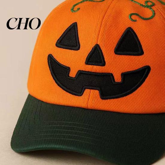 Durable Outdoor Cap Halloween Pumpkin Baseball Hat Unisex Adjustable Embroidery Face Dad Boating Cotton Trucker for Fishing Camping Tennis