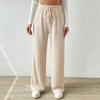 Knitted Wide Leg Women's Pants Elastic High Waisted Solid Color Casual Loose Straight Leg Pants