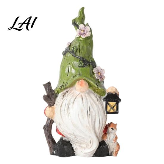 Balcony Entrance Decoration Resin Garden Gnome Figurine Hand Painted Red Cap with Watering Small Tabletop Ornament Can Outdoor Yard Decor for Patio