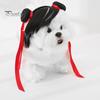 Парик для собаки Обрезаемая повязка на голову Стиль украшения для домашних животных с красной лентой Простота в использовании Забавный забавный моющийся аксессуар для костюма ручной работы для владельцев собак Маленький