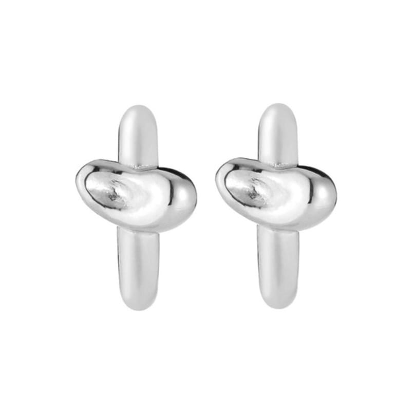 Invisible collage BRUSH HOOP EARRING_SILVER