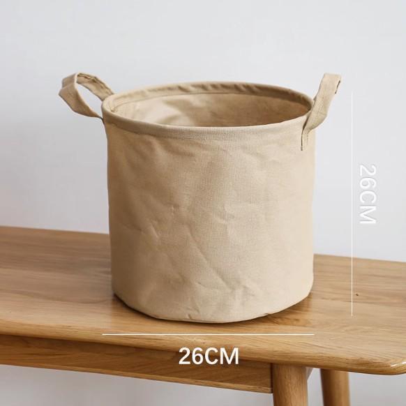 Cotton and linen Japanese fabric dirty clothes basket folding large dirty clothes bucket clothes storage bucket drawstring