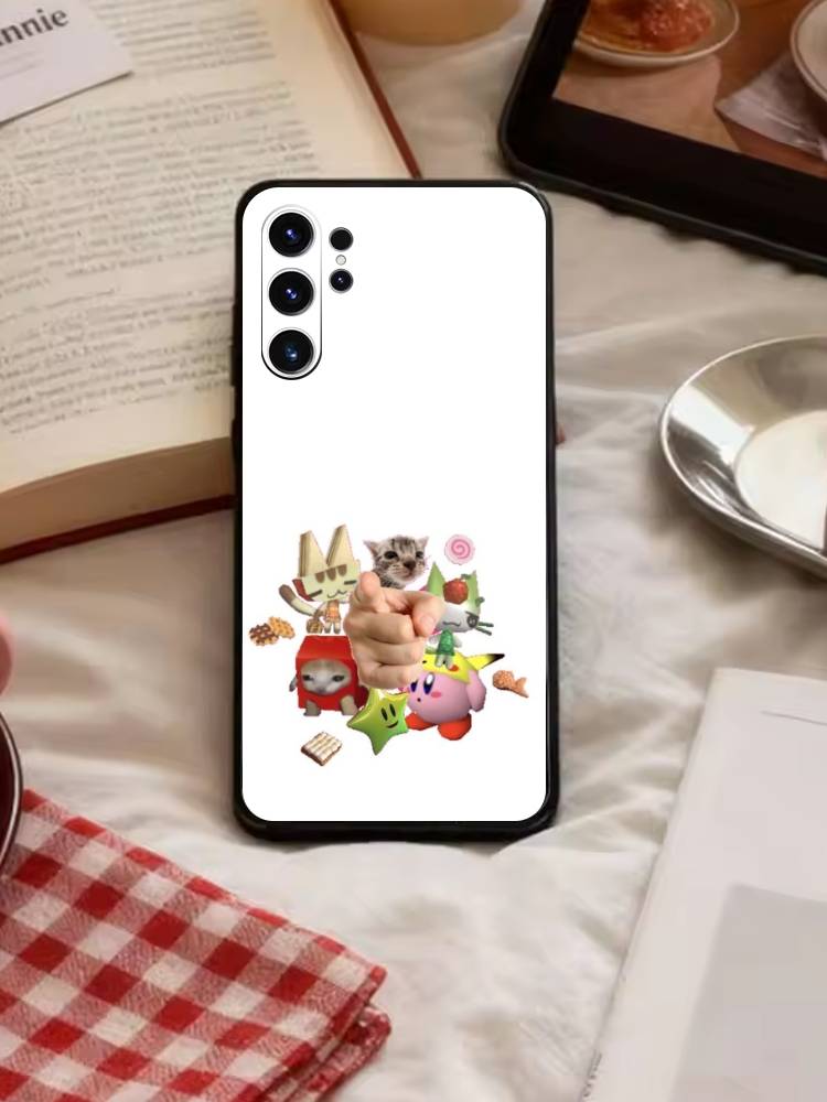 Чехол для телефона с большими глазами Глупые кошки Для Samsung S26,S25,S24,S23,S22,S21,S20,Plus,Fe,Lite,Другие Черный Чехол