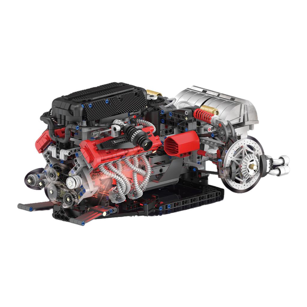 V12 Aircraft Engine Building Blocks Toys Set, Mechanical Engine Model Assembly Ornaments, Children And Adults Birthday Gift