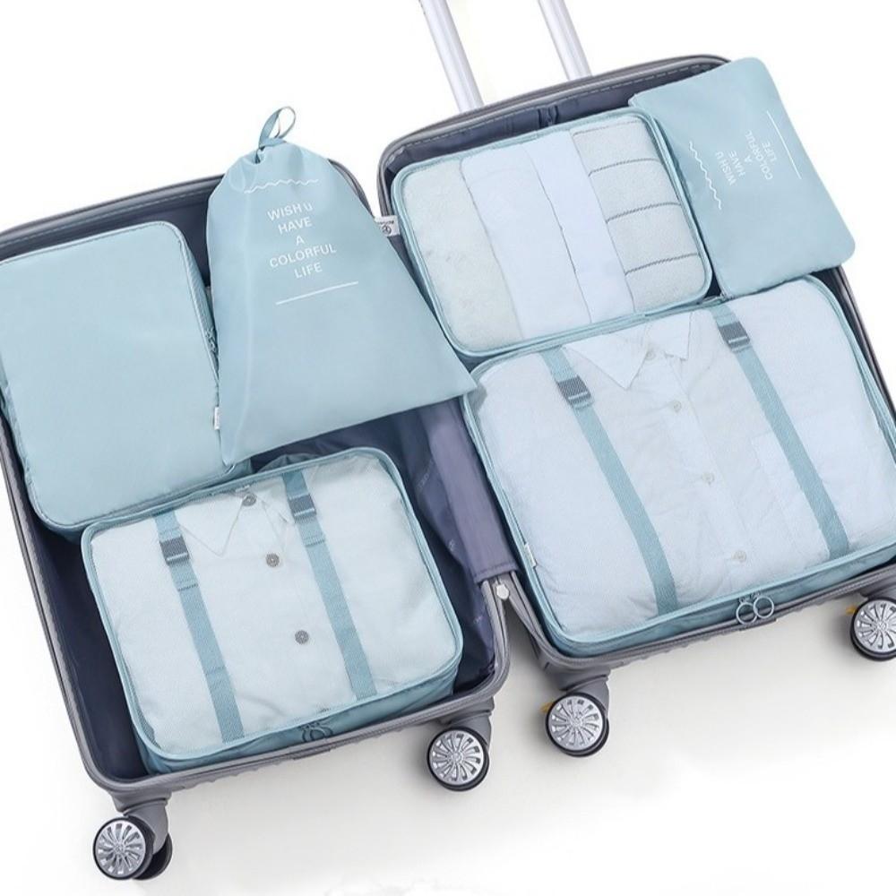 7Pcs/Set Large Capacity Suitcase Packing Cubes Set Folding Clothes Shoe Tidy Pouch Wardrobe