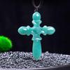 Натуральный ледяно-голубой нефрит А-класса, кулон-крест: Унисекс, Универсальный дизайн, Ожерелье