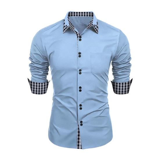 Мужская весенняя рубашка с цветными блоками и клетчатым принтом, однобортная приталенная рубашка с длинным рукавом и пуговицами с лацканами, уличная одежда, повседневная деловая рубашка-кардиган, пальто