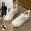 Интернет знаменитости дышащая модная парусиновая обувь женская осень 2025 года новые туфли с круглым носком на шнуровке белые туфли повседневная спортивная обувь