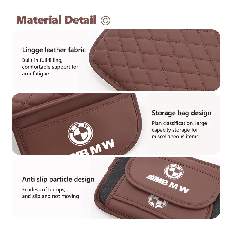 sfqjm4 Car Elbow Support Cushion Pocket Armrest Height Pad Storage Bag For BMW Performance M E87 E30 E46 E28 F35 G20 E93 F20 X3 X