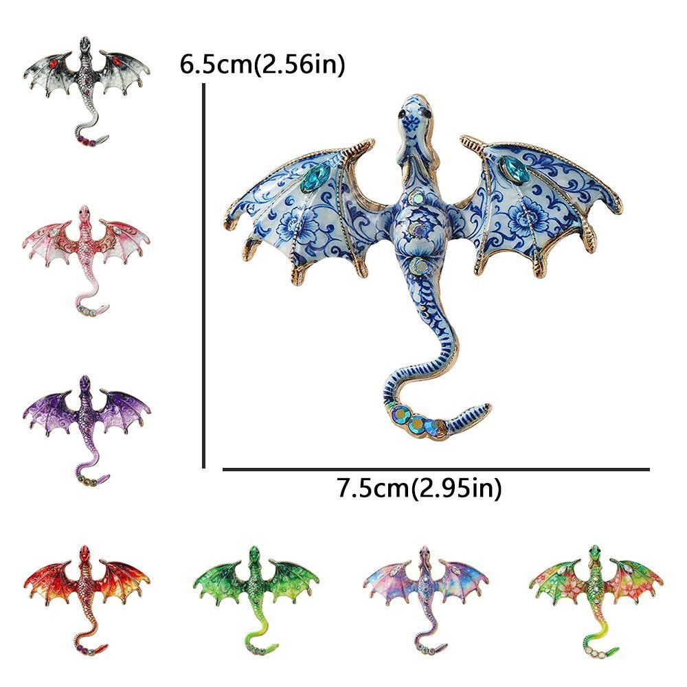 Zinc Zinc Zinc Alloy Crystal Wing Dragon Pin Colorful Rhinestone Animal Dragon Brooch  Daily Wear