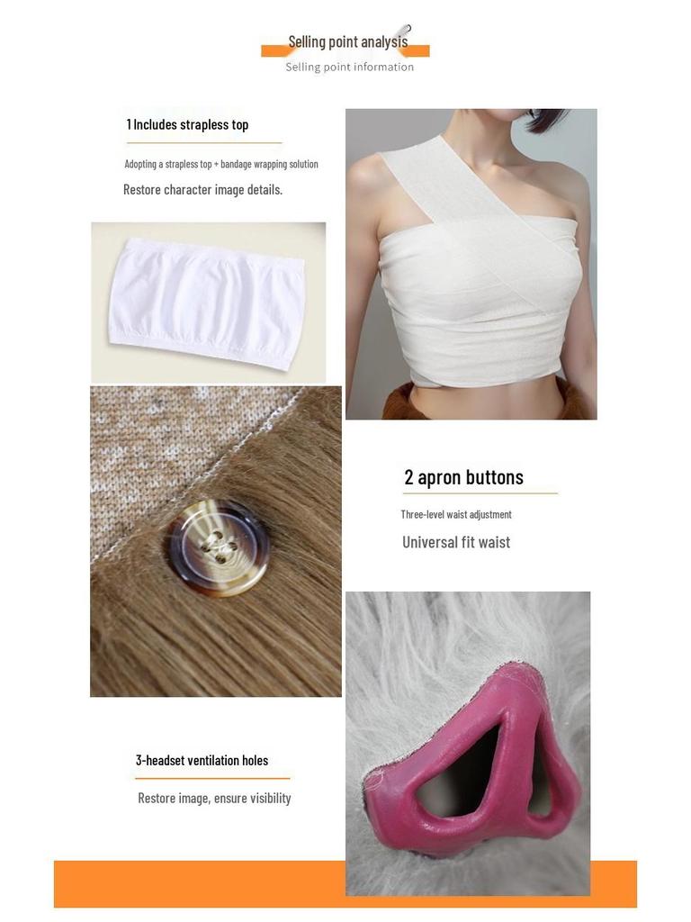 Костюм для косплея Иноске Хасибиры из «Клинка, рассекающего демонов» с маской свиной головы и комплектом штанов с травяной юбкой для Хэллоуина