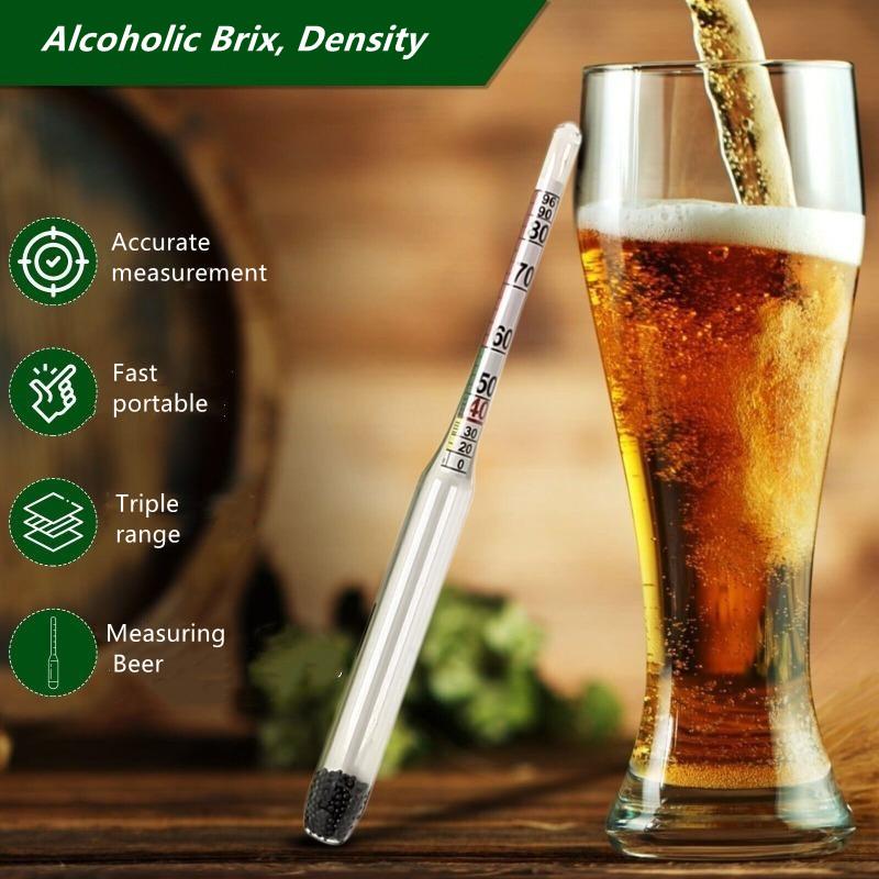 3-х масштабный ареометр, измеритель Брикса для алкоголя, денсиметр 3-в-1 для вина, пива