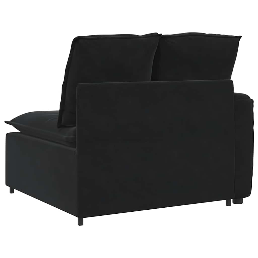 Modular Sofa End Module with Armrest and Cushions Black 100 cm