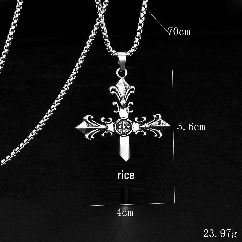 Винтажная хип-хоп цепочка-ожерелье: Подвеска «Пылающий крест» Унисекс.