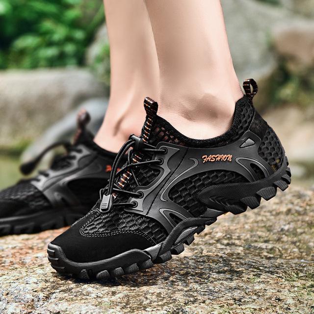 Мужские кроссовки из сетки Flyknit для активного отдыха, походов и ходьбы по воде, с толстой подошвой