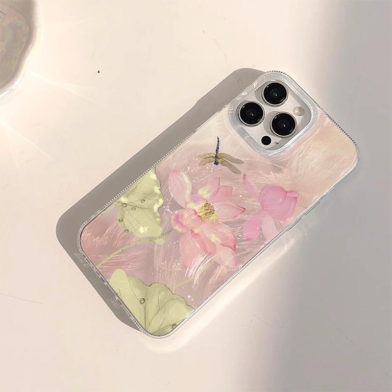 Розовый Лотос Стрекоза Эстетичный Чехол для Телефона для Xiaomi Redmi Note 12S 10 11 12 13 14 Pro Plus 5G Redmi 14C 13C 12 Ударопрочный Чехол