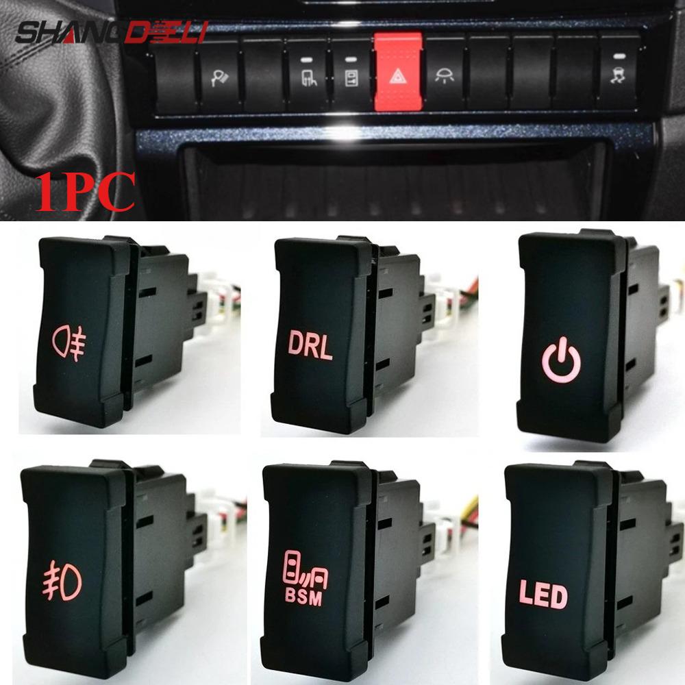 1PC Red LED Light Car DRL Front Rear Fog Light Power On Off BSM Switch Button With Wire for Iveco Auto Accessories