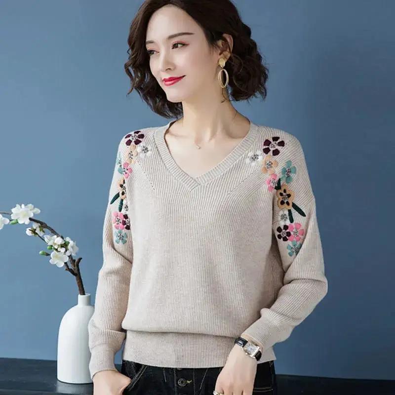 Женский свитер, осенне-зимние вязаные пуловеры, облегающие рубашки с v-образным вырезом, однотонные мягкие трикотажные джемперы, базовые свитера