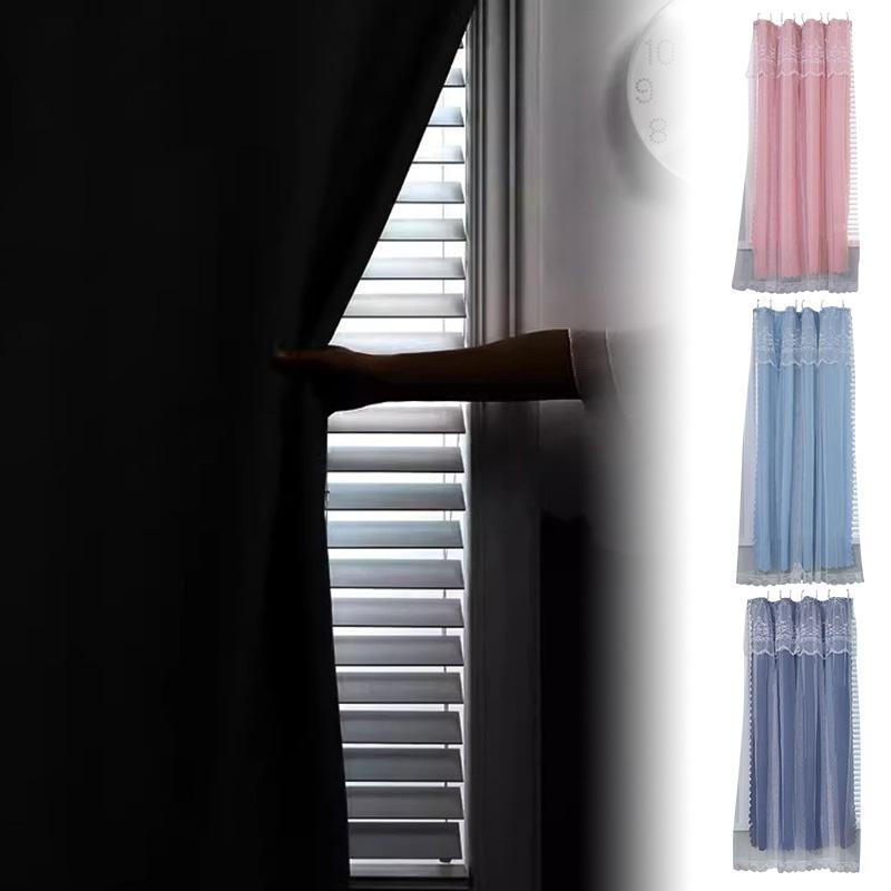90cmx150cm Lace Curtains Double Layer Polyester Living Room Hanging Curtain Window Decoration Blackout Drape Romantic